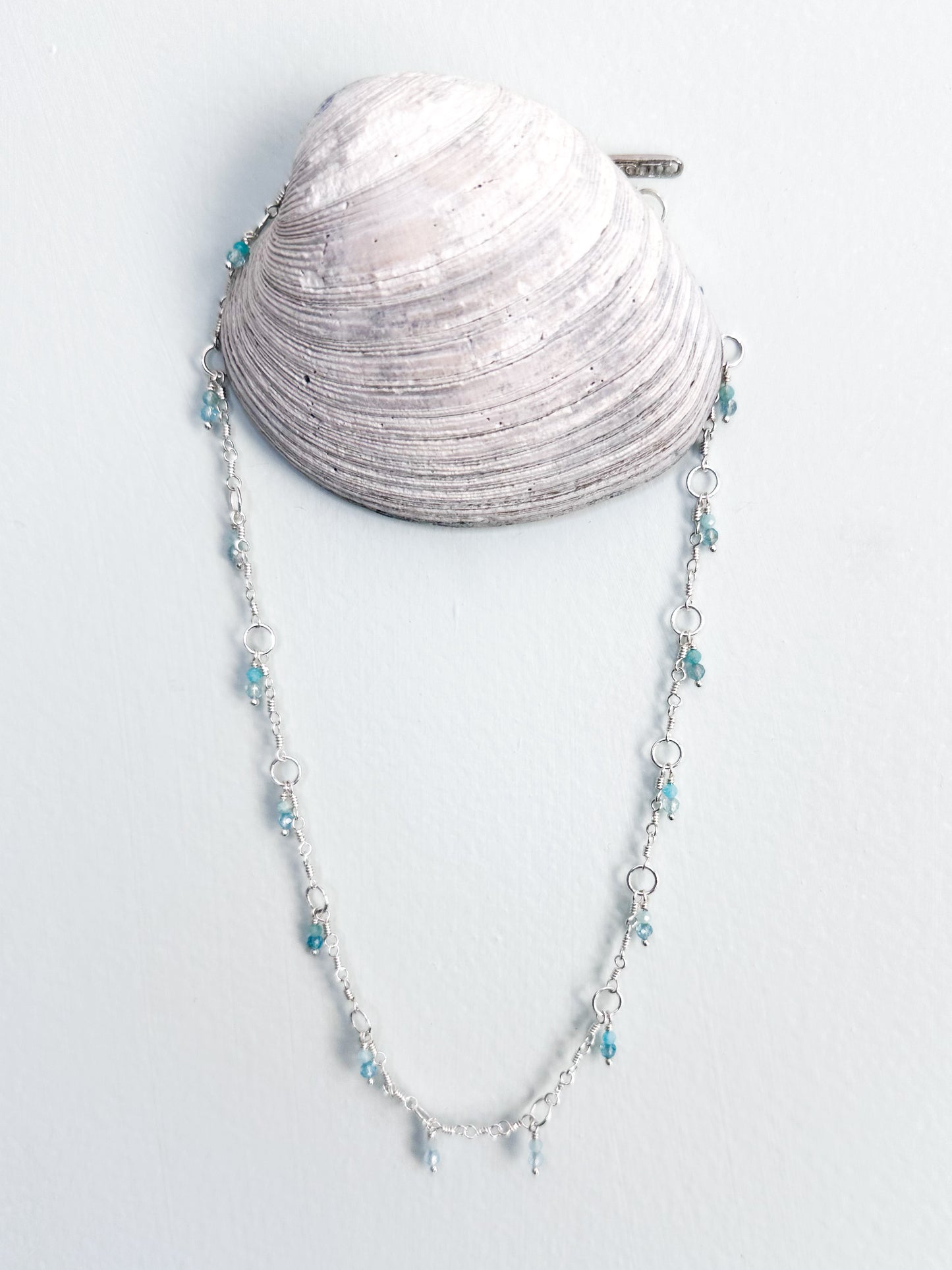 Aquamarine wrapped linked necklace